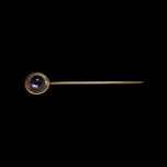 14K Yellow Gold Amethyst Cabochon Stick Pin
