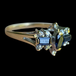 10K Yellow Gold Diamond & Sapphire Ring Size 7 1/4
