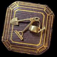 10K Yellow Gold Rake, Shovel, Water Pot Gardener Pendant