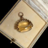 9K Yellow Gold & Citrine Spinner Watch Fob / Pendant