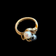 10K Gold Hematite and Cultured White Pearl Double Set Ring: Unique Setting