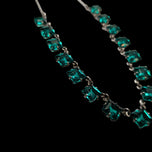 Sterling Silver & Green Czech Glass / Paste Stone Art Deco Rivière Necklace