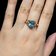 10K Yellow Gold Natural Oval Cut Blue Topaz and Diamond Ring Size 6 3/4