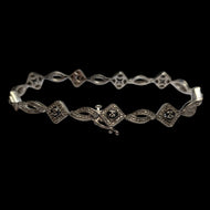 Sterling Silver Black Diamond & CZ Bracelet