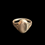 10K Yellow Gold Plain Signet Ring Scroll Work Sides Size 4.5