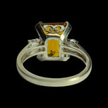 10K White Gold Rectangular Cut Synthetic Orange Sapphire & Topaz Ring Size 6