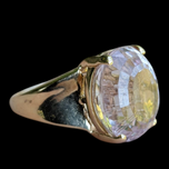 14K Gold Natural Pink Kunzite Statement Ring Oval Cut
