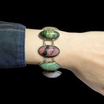 Silver Multi Specimen Panel Bracelet with Cabochon Stones