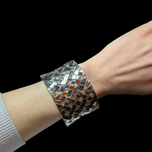 Sterling Silver Basket Weave / Lattice Cuff Bracelet