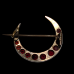 Antique Victorian Crescent Moon Bohemian Garnet Brooch / Pin Gold Filled C Clasp