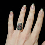 Art Deco Sterling & Purple Glass Ring Size 4 3/4