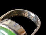 14K White Gold & Jade Mid-Century Modernist Statement Ring Size 5 1/4