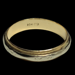 10K White Gold & Yellow Gold Etched Band Size 10
