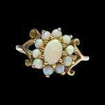 14K Yellow Gold Opal Flower Cluster Ring Size 7 1/4
