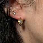 Vintage 10K Yellow Gold and Glass Star Drop Earrings