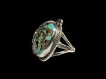 Sterling Silver & Natural Spider Web Turquoise Feather Ring Size 6.5