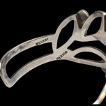 Modernist Abstract Sterling Silver & Tiger's Eye Leaf Cuff Bracelet Mexico