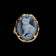 10K Yellow Gold Carved Blue Agate & Onyx Cat Cameo Ring Size 6 1/2