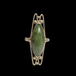 Sterling Silver & Nephrite Jade Modernist Ring - Poland Size 5 3/4