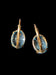 10K Yellow Gold Blue Topaz Lever Back Earrings