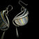 Sterling Silver Art Nouveau Style Artist Pat Cheney Earrings with John Ditchfield Glass