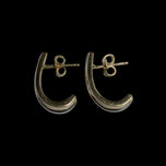 14K Two Tone Yellow & White Gold Half-Hoop Stud Earrings