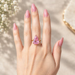 10K Yellow Gold Triangle Cut Synthetic Pink Sapphire Ring Size 6