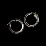10K White Gold Brushed Bevel Chunky Wide Hoops 7.4mm