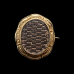 Antique Victorian Rolled Gold Human Hair Mourning Brooch Pin