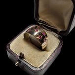 14K Yellow Gold Ruby Starburst Cluster Thick Band Ring Size 7 3/4