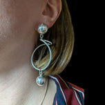 Sterling Silver Abstract / Modernist Sphere Stud Hoops