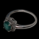 14K White Emerald and Diamond Halo Ring 6.5