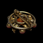 Gold Filled Flower Brooch with Agate Cabochon