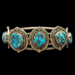 Sterling Silver & Turquoise Artist Signed Navajo Cuff Bracelet V & N Edsitty