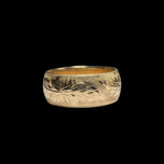 14K Yellow Gold Floral/ Leaf Etched Thick Band Size 7 1/4 8mm