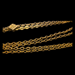 Antique Victorian Gold Filled Slider Watch Fob Chain with Dog Clip & Seed Pearls 48"
