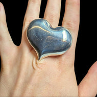 Sterling Silver Large Oversized Puffy Heart Statement Ring Size 7