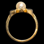 Vintage Art Deco 10K Gold and Pearl Enamelled Ring Size 6