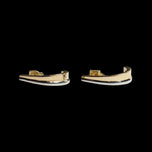 14K Two Tone Yellow & White Gold Half-Hoop Stud Earrings