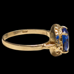 10K Yellow Gold Deep Blue Spinel Filigree / Ornate Cocktail Ring Size 6 3/4
