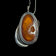 Large Sterling Silver Amber Pendant with Feather Casing
