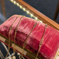 10K Yellow Gold 24" Long Station Chain Necklace