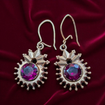 9C Gold & Garnet Ornate Antique Hook Wire Pierced Earrings 9K