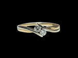 10K Yellow & White Gold Channel Set Double Diamond Bypass Ring Size 5