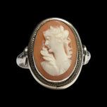 Vintage Sterling Silver Detailed Cameo Ring Size 6 3/4