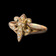 Antique 10K Rose Gold & Seed Pearl Fleur de Lis Ring Size 6 3/4