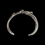Modernist Abstract Sterling Silver & Tiger's Eye Leaf Cuff Bracelet Mexico