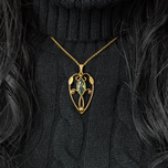 Antique Gold Filled Necklace Green Glass Stone