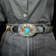 James Bahe Sterling Silver Navajo Turquoise, Coral & Claw Belt Buckle