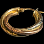 14K Tri-Colour Gold Twist Hoop Earrings